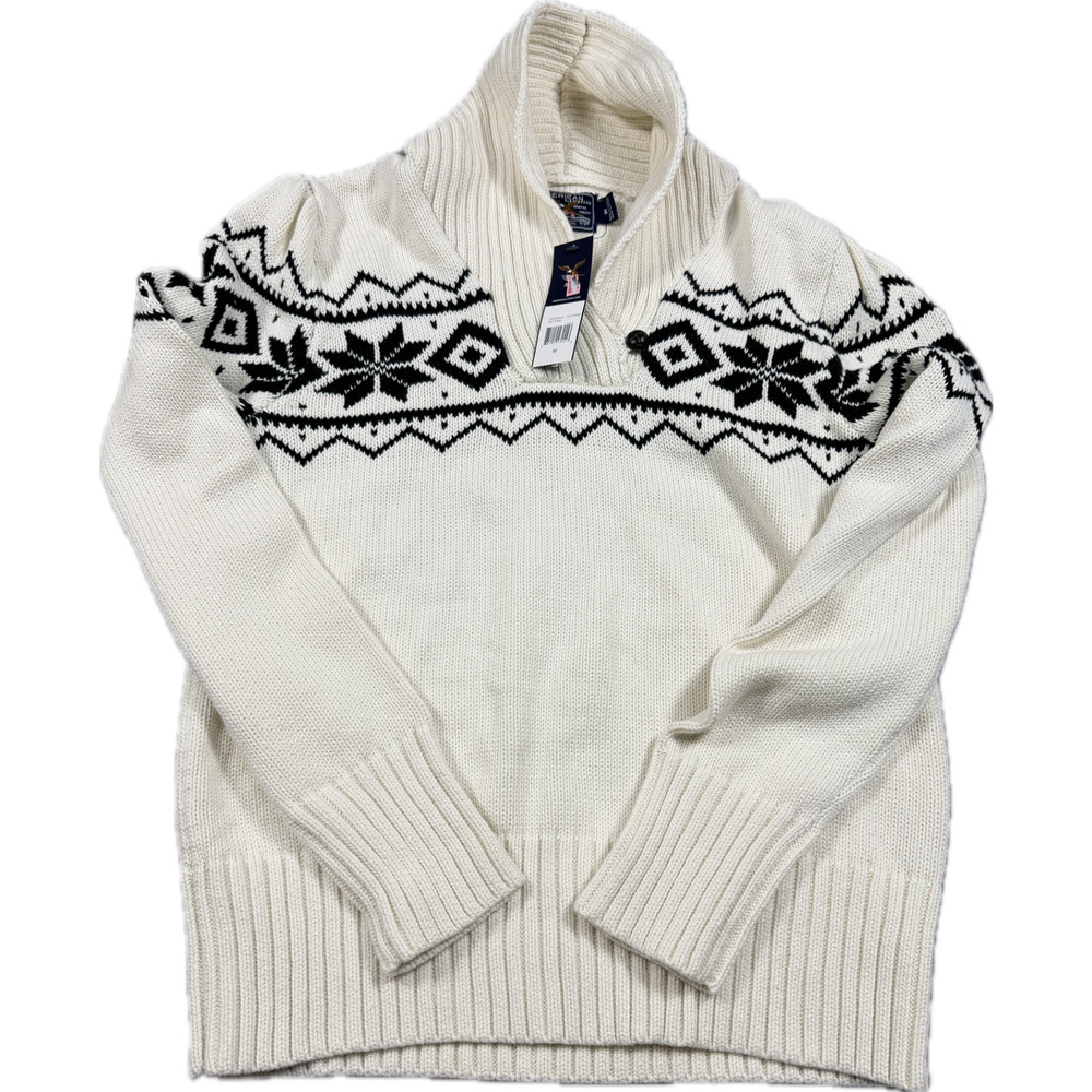 NWT American Living White Fair Isle Sweater Size Medium Mock Neck Winter Cozy
